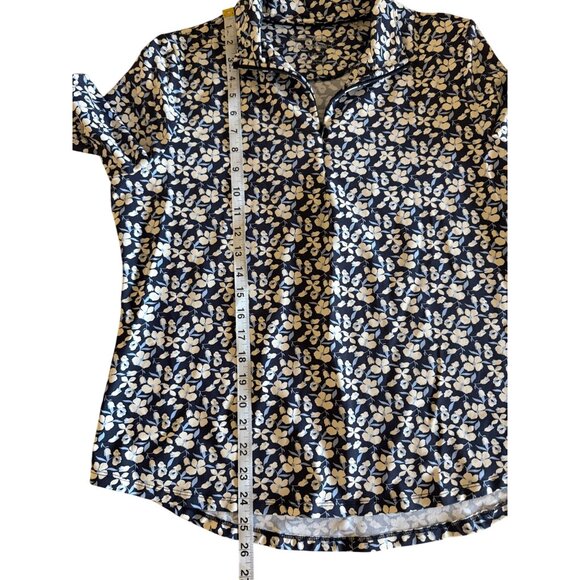 Tommy Bahama IslandZone Women's Top 1/4 Zip Short Sleeve Floral Blue Performance - Picture 6 of 7
